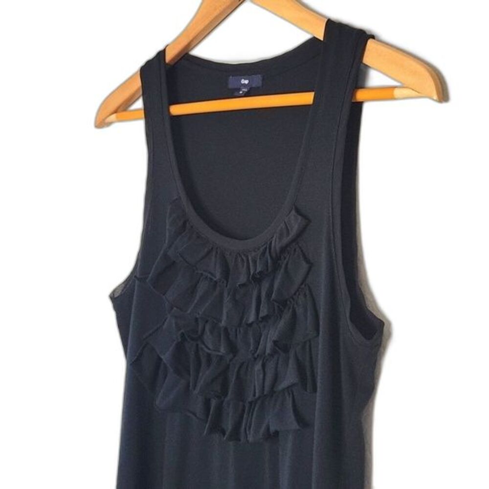 GAP Black Casual Cotton Modal Tank Top size M Ruffles Fun Everyday - Picture 3 of 12